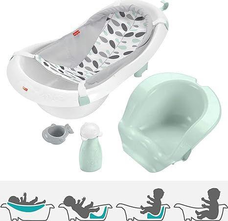 Fisher-Price Baby to Toddler Bath 4-in-1 Sling ‘n Seat Tub with Removable Infant Support and 2 Toys
