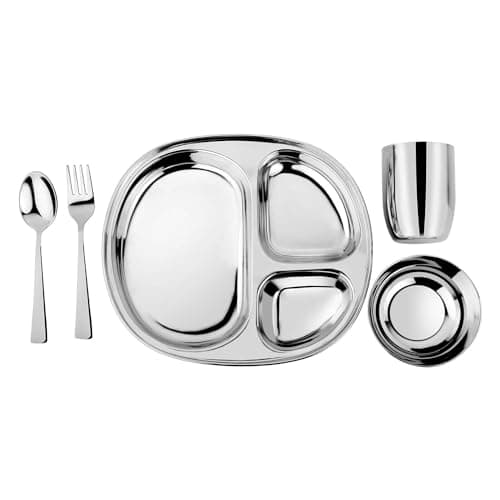 Ahimsa Stainless Steel Dinner Set - 5 Piece Mindful Mealtime Set