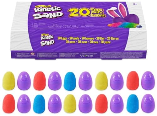 Kinetic Sand, 20-Pack Eggs with Red, Yellow, and Blue Play Sand