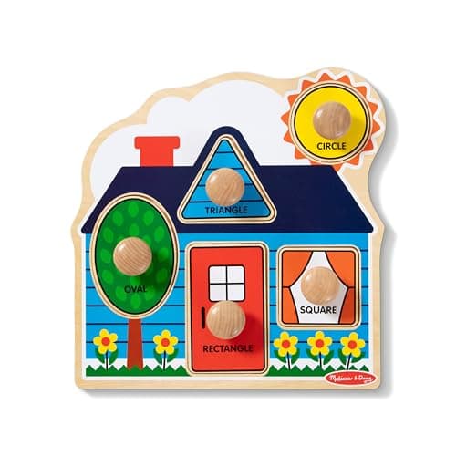 First Shapes Jumbo Knob Wooden Puzzle - Wooden Peg Chunky Baby Puzzle, Preschool Learning Shapes Knob Puzzle Board For Toddlers Ages 1+