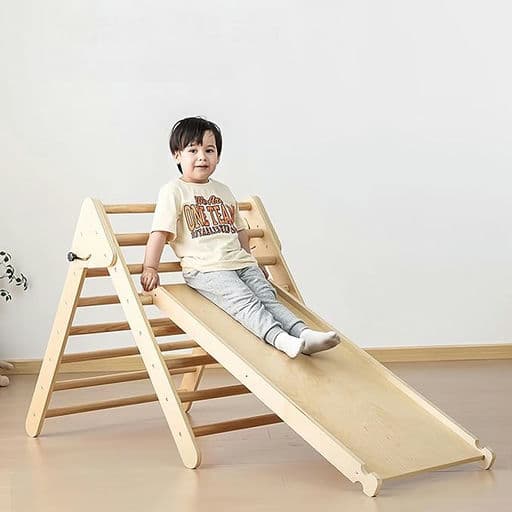 Pikler Triangle - 3 in 1 Montessori Climbing Set with Slide
