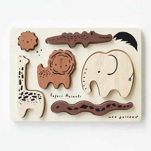 Safari Animals Wooden Tray Puzzle from Wee Gallery (Blossom)