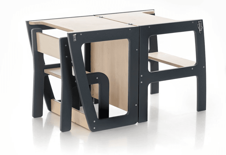Foldable helper tower, Kitchen tower, Transformable helper tower with blackboard, Double colored