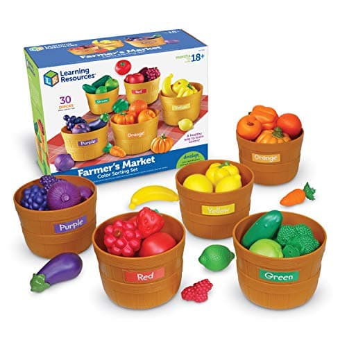 Farmer’s Market Color Sorting Set - 30 Pieces Age 18+ Months Toddler Learning Toys, Sorting Toys for Kids, Play Food