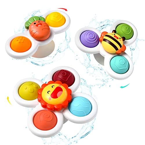 Hooku 3 Pcs Suction Cup Spinner Toys, Baby Fidget Spinner Toy, Spinning Toys for Toddlers