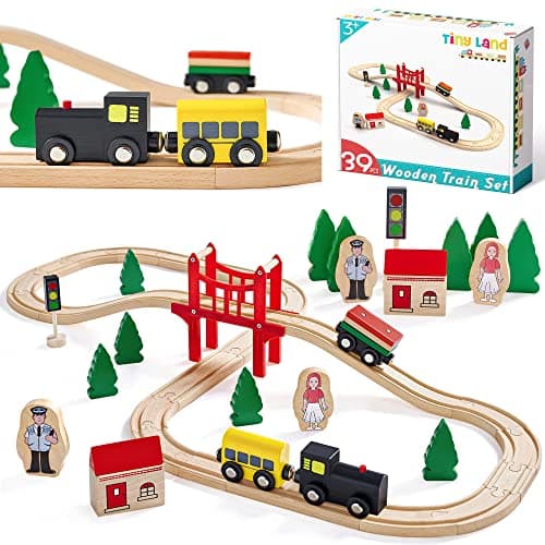 Tiny Land Wooden Train Set for Toddler
