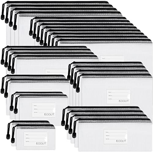 EOOUT 30pcs Mesh Zipper Pouch, Organizer Bags, Waterproof , Plastic Zip File Docunment Folders, Clear Board Games Storage for Office Supplies Cosmetics
