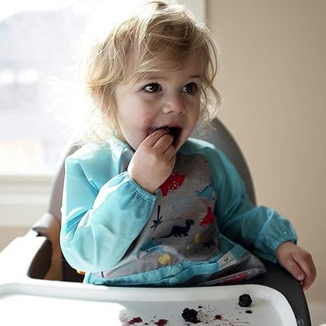 green sprouts Easy-wear Long Sleeve Bib | Waterproof Protection | Flipped Pocket, Soft Material, Easy Clean Smock