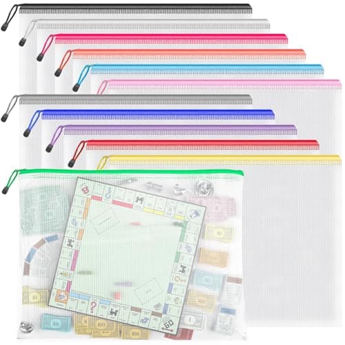 Umriox Zipper Pouch, 16.9x12.4 in (12 Colors, 12 Packs), Extra Large Zipper Bags, Waterproof Zipper Pouches for Office Supplies, Puzzles, Board Game Storage & Cross Stitch Projects