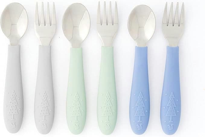 Elk and Friends Kids Silverware with Silicone Handle