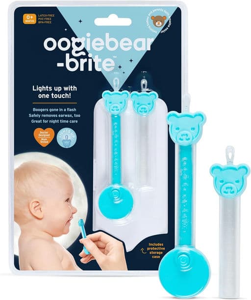 oogiebear Brite - Baby Nose Cleaner and Ear Wax Removal Tool with Nighttime LED Light