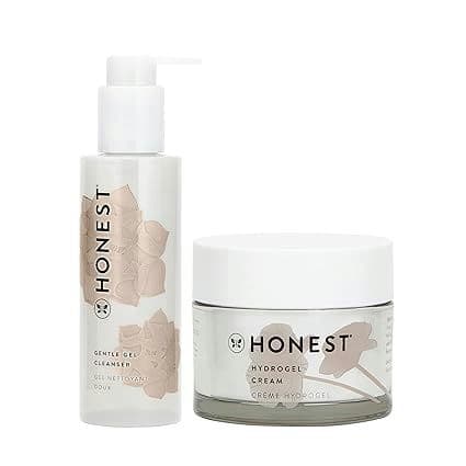 Honest Beauty Gentle Gel Everyday Face Cleanser + Hyaluronic Acid Infused Moisturizing Hydrogel Cream Bundle | Sensitive Skin Friendly | EWG Verified + Cruelty Free | 5 fl oz, 1.7 fl oz