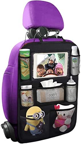 Backseat Car Organizer Mats Back Seat Organizers and Storage Bag with Touch Screen Tablet Holder for Kids Toddlers Car Seats