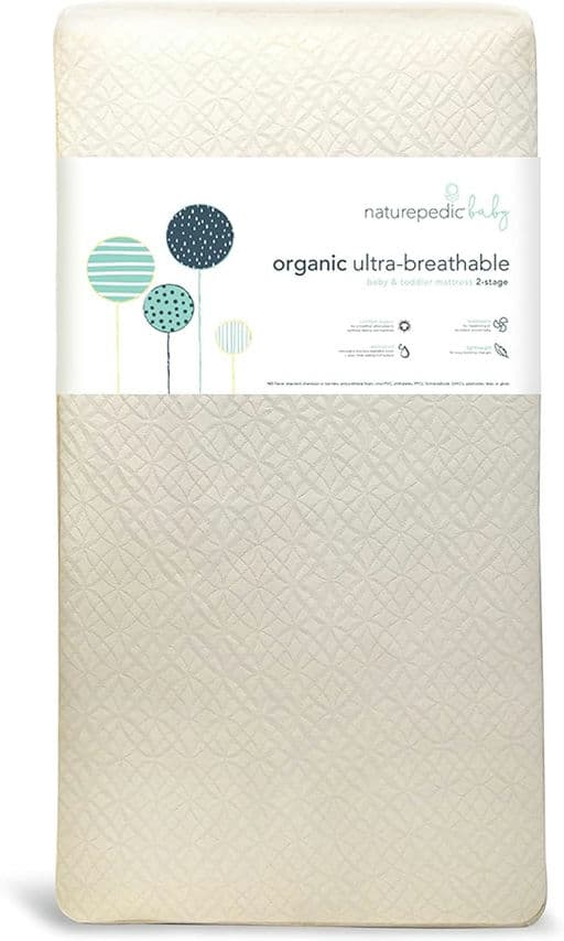 Naturepedic Organic Crib Mattress, 2-Stage Natural Mattress with Breathable Crib Mattress Pad