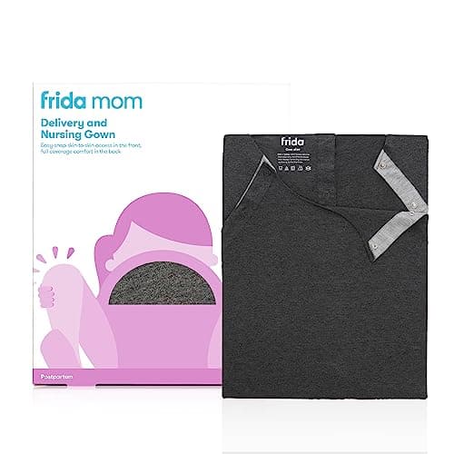 Frida Mom Delivery and Nursing Gown | Easy-Snap, Tagless, Skin-to-Skin Access for Nursing and Full Coverage in The Back
