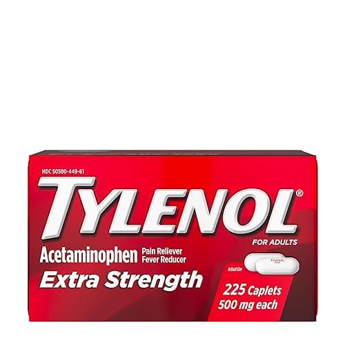 Tylenol Extra Strength Caplets with 500 mg Acetaminophen Pain Reliever Fever Reducer