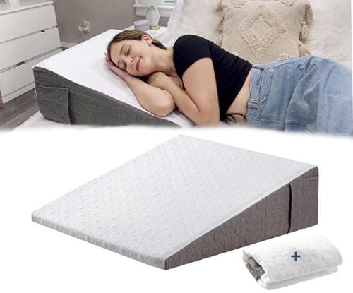 LOSKIA 7.5" Bed Wedge Pillow for After Surgery, Acid Reflux, Snoring, Reduce Neck & Back Pain, Triangle Wedge Pillow with Memory Foam Top, Sleeping, Reading, Rest, Elevation