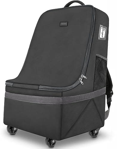 Car Seat Travel Bag with Wheels, Padded Backpack, Large Durable Carseat Travel Bag for Airplane, Airport Gate Check Bag, Cover Bag with Padded Shoulder Strap, Gift for New Parents