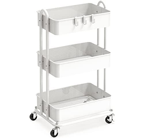 SimpleHouseware Heavy Duty 3-Tier Metal Utility Rolling Cart