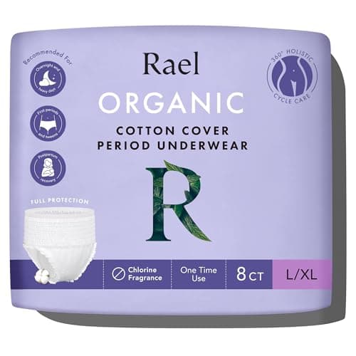 Rael Disposable Underwear for Women, Organic Cotton Cover - Incontinence Pads, Postpartum Essentials, Disposable Underwear, Unscented, Maximum Coverage