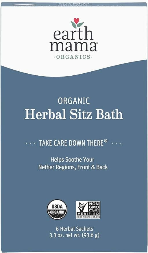 Earth Mama Organic Herbal Sitz Bath | Pregnancy & Postpartum Care, Soothing Sitz Bath for Hemorrhoids Recovery with Witch Hazel, & Calendula, 6-Count