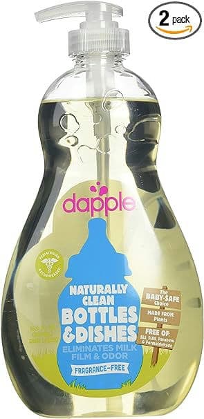 Dapple Baby Bottle & Dish Liquid - Fragrance Free, 16.9 Fl Oz (Pack of 2)
