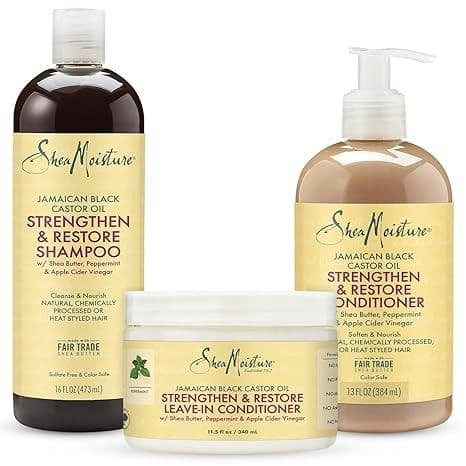 Shea Moisture Curly Hair Product Bundle Shampoo 16 Fl Oz, Conditioner 13 Fl Oz, Leave in Conditioner 11.5 Oz