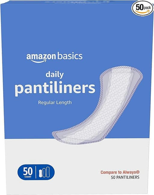 Amazon Basics Daily Pantiliner, Regular Length, Unscented, 50 Count, 1 Pack (Previously Solimo)