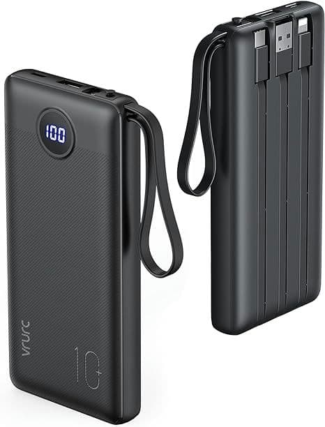 VRURC Portable Charger with Built in Cables