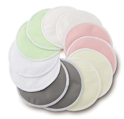 Enovoe Organic Bamboo Reusable Nursing Pads with Laundry Bag - Washable Breastfeeding Pads