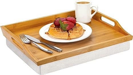 ROSSIE HOME Bamboo Bed Tray Lap Desk with Detachable Cushion