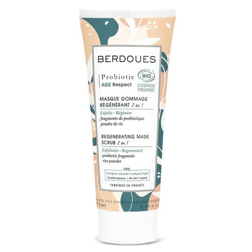 BERDOUES Probiotic Age Age Respect Regenerating Mask Scrub 2 in 1 | Organic Exfoliating Treatment that Cl