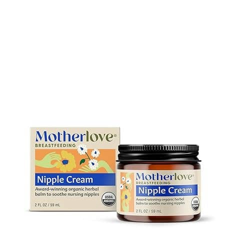 Motherlove Nipple Cream (2 oz) Organic Lanolin-Free Nipple Cream for Breastfeeding