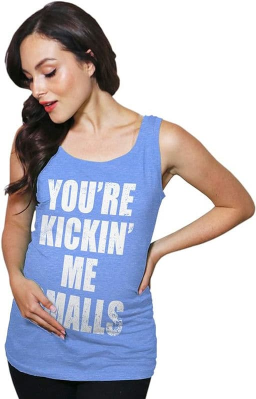Maternity Tank Top Youre Kickin Me Small Funny Baseball Pregnancy Tank
