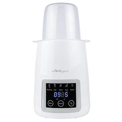 The First Years Gentle Warmth Digital Baby Bottle Warmer - Portable Bottle Warmer for Breastmilk, Baby Formula, and Baby Food - Includes Milk Warmer, Basket, and Cup - White