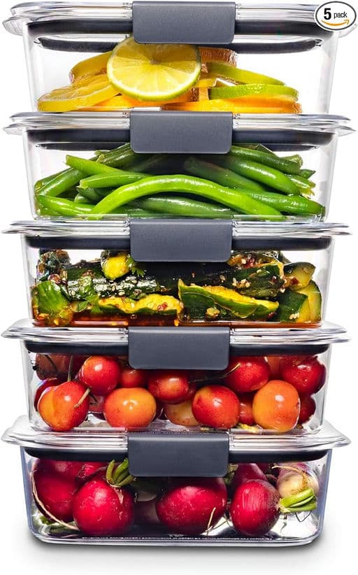 Rubbermaid Brilliance BPA Free Food Storage Containers with Lids, Set of 5
