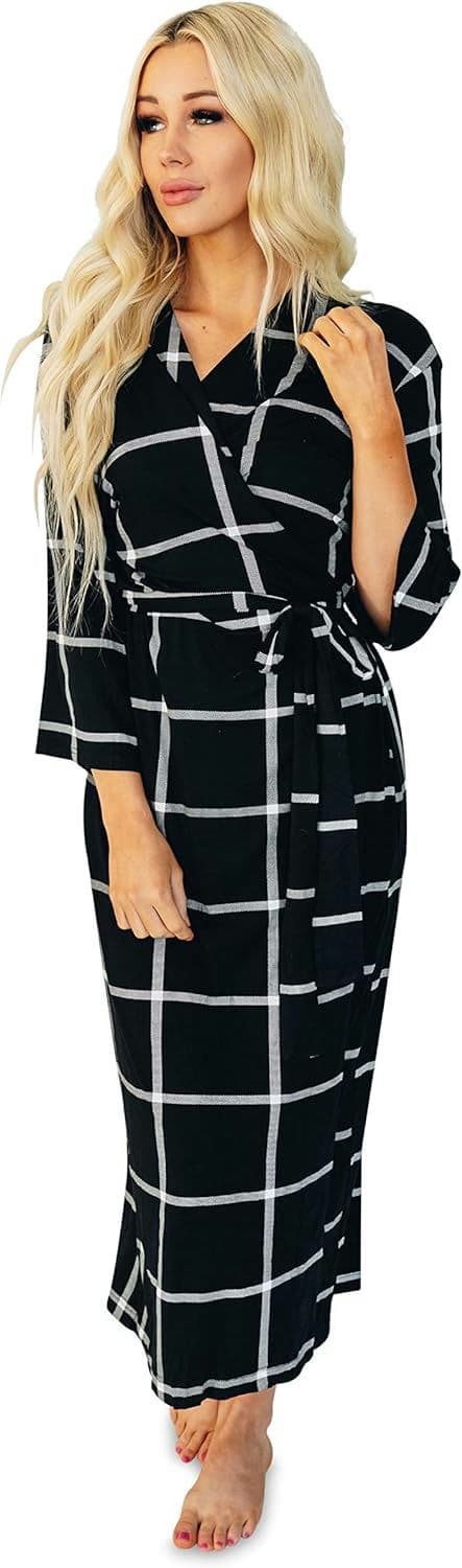 Nesting Olive Robe for Maternity, Delivery, & Nursing | Wrap Robe with Pockets | Comfy Loungewear for Pregnancy & Nursing