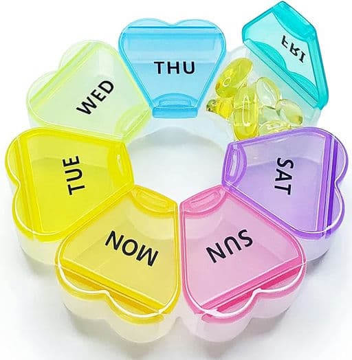 Cute Weekly Pill Box 7 Day, Large Pill Case Organizer 1 time a Day