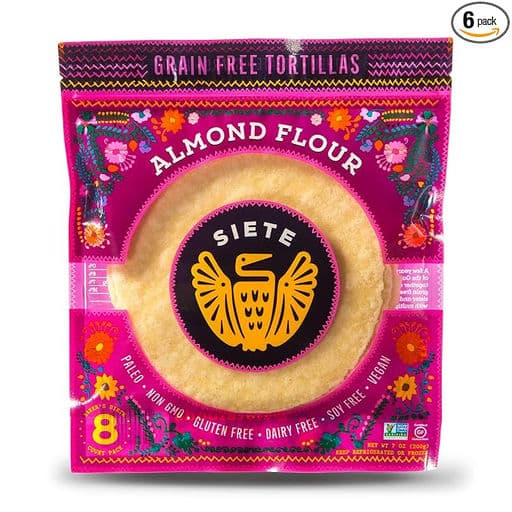 Siete Almond Flour Tortillas | Gluten Free | Grain Free | Vegan | 8 Tortillas Per Pack (Pack of 6)