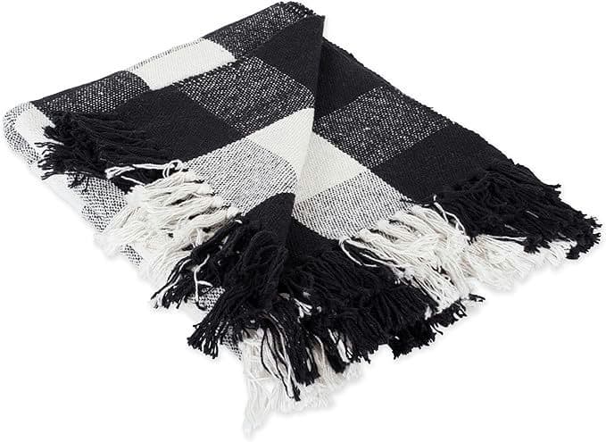 DII Buffalo Check Collection Rustic Farmhouse Throw Blanket with Tassles