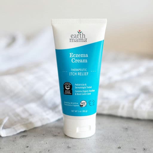 Earth Mama Eczema Cream | Therapeutic Itch Relief Moisturizer Lotion for Itchy Rashes, Bug Bites, Poison Oak, Ivy & Sumac | Steroid-Free Skincare, No Artificial Preservatives or Fragrance, 3-oz Tube