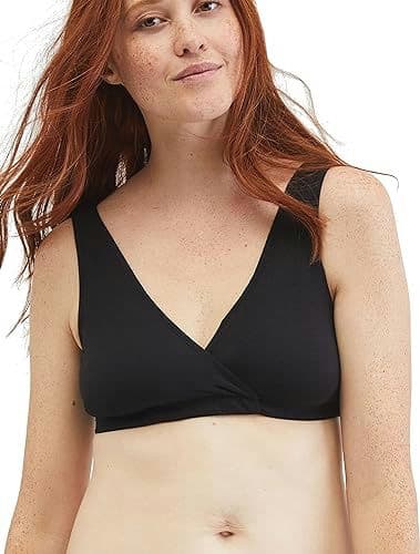 Motherhood Maternity Women's Soft Cotton Spandex Wrap Front Maternity & Nursing Sleep Bralette Bra S-3X