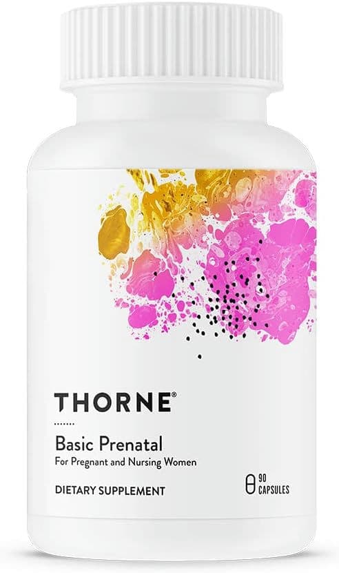 Thorne Basic Prenatal - Well-Researched Folate Multi for Pregnant and Nursing Women Includes 18 Vitamins and Minerals, Plus Choline - 90 Capsules - 30 Servings