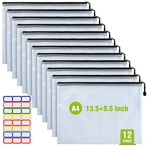 Asten 12 Pcs Plastic Mesh Zip File Bags