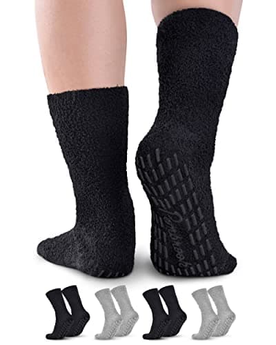 Pembrook Fuzzy Slipper Socks with Grippers