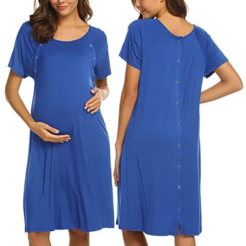 Ekouaer Women’s Nursing/Delivery/Labor/Hospital Nightdress Short Sleeve Maternity Nightgown