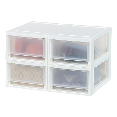 IRIS USA 6 Qt. Small Plastic Stacking Drawer, 4-Pack