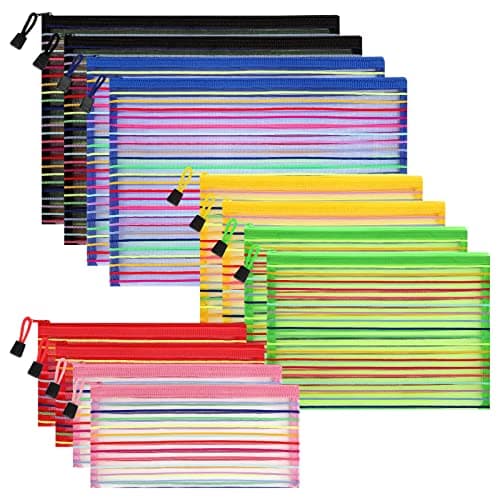 Sinzip 12 Pieces Zipper Nylon Mesh Pouch