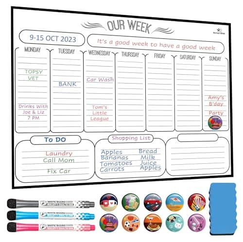 Home N' Stars Weekly White Board Dry Erase