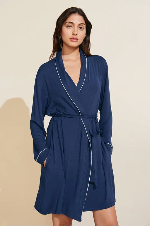 Eberjey Gisele TENCEL Modal Robe - Navy/Ivory